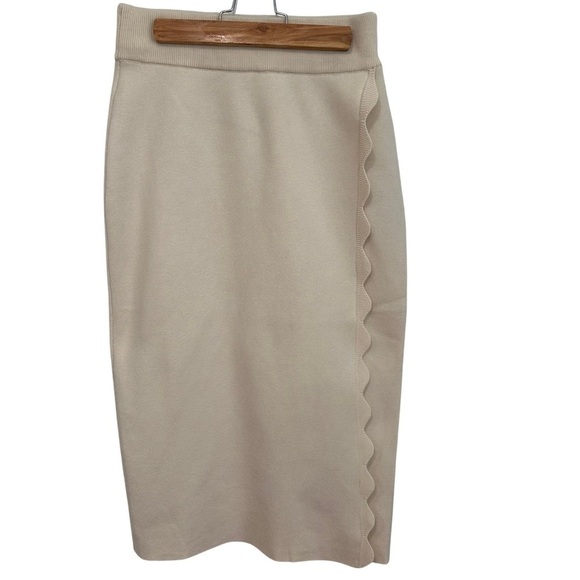 ANDREA IYAMAH ODA Scalloped Knit Skirt Tusk Small Designer Quiet Luxury NWT READ - Picture 5 of 11